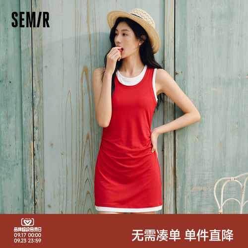 森马学院风polo领百褶连衣裙女