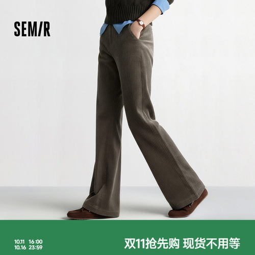 森马肌理灯芯绒微喇喇叭休闲裤女