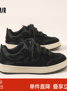 Semir男鞋板鞋2026春季新款厚底低帮面包鞋ins潮百搭黑色休闲鞋子