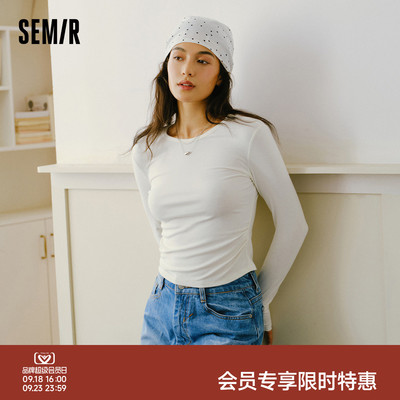 森马发热抓毛显瘦短款长袖T恤女