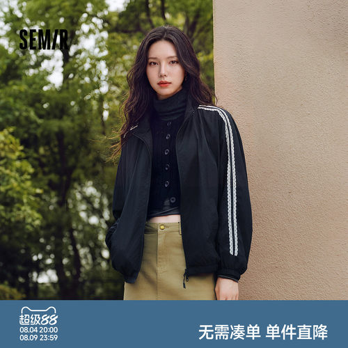 森马运动风蕾丝特宽松肌理外套女