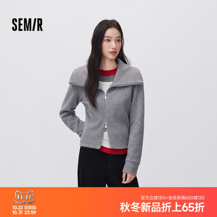 森马外套女冬季短款大翻领紧身分割2026新款时尚休闲风小个子夹克