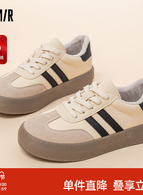 Semir女鞋德训鞋女2025秋冬季新款加绒鞋子女厚底运动鞋小白板鞋