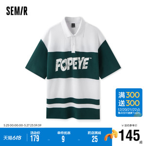 [商场同款]森马大力水手联名POLO衫男2024夏季新款情侣装oversize
