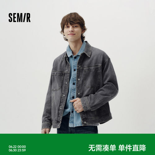 森马复古潮酷牛仔宽松翻领夹克男