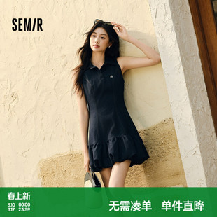 森马连衣裙女polo领无袖花苞裙甜酷2025夏新款辣妹分割短裙小个子