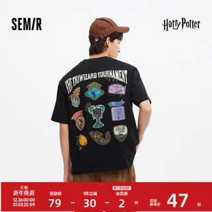 夏装 森马哈利波特联名短袖 2025新款 印花情侣装 纯棉潮流 T恤男美式