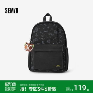 大容量背包 印花情侣包2026新款 商场同款 森马罗小黑双肩包男时尚