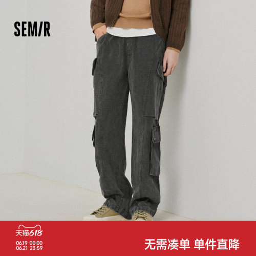 森马做旧复古工装裤纯棉休闲裤男