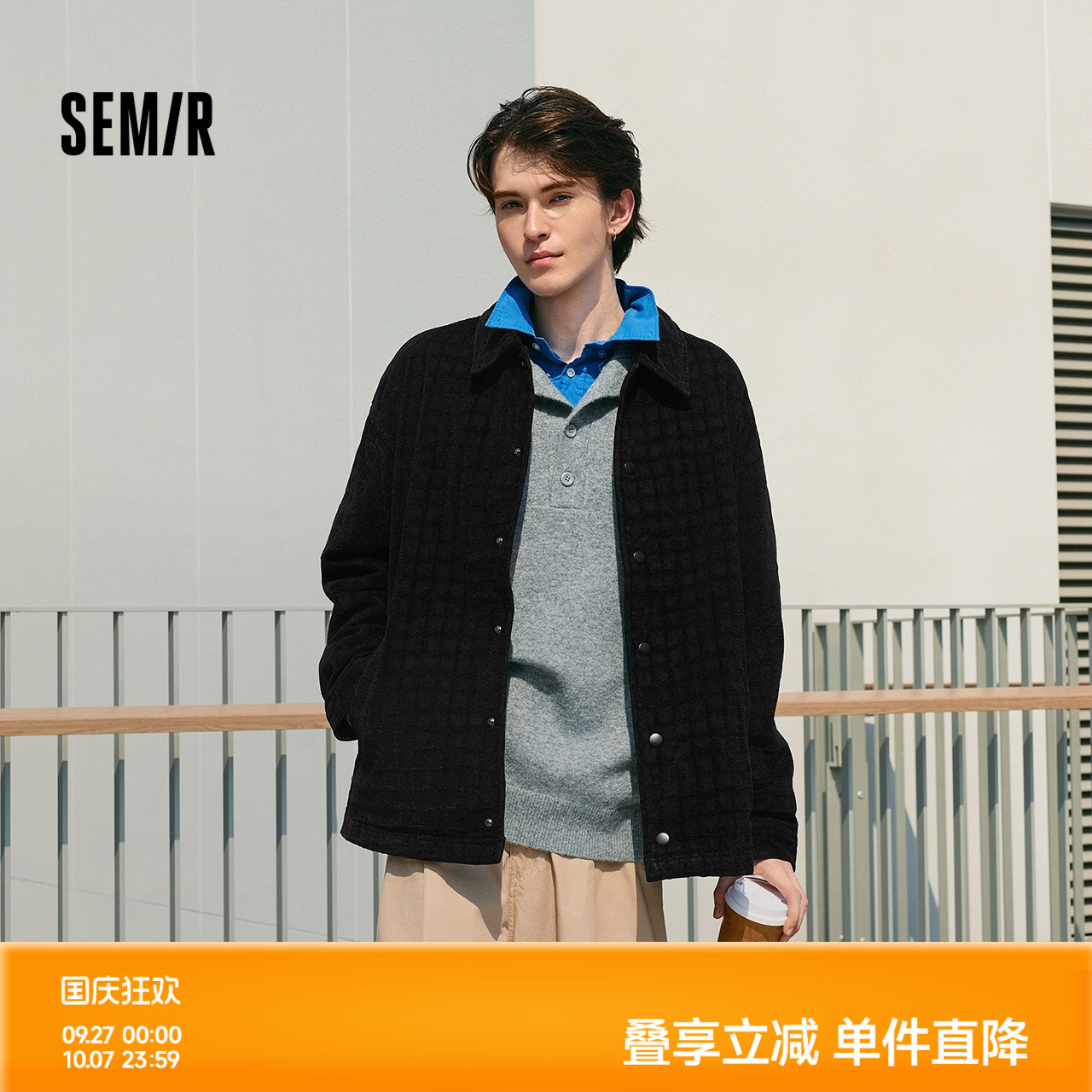 森马复古牛仔外套潮教练服夹克男