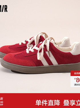 Semir女鞋红色德训鞋女款2025春秋季新款经典复古休闲运动板鞋子