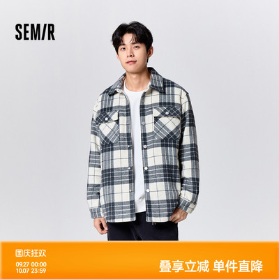 森马不规则衬衫式短款毛呢外套男