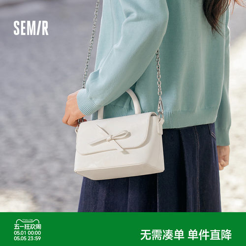 森马包包女小方包蝴蝶结手提包