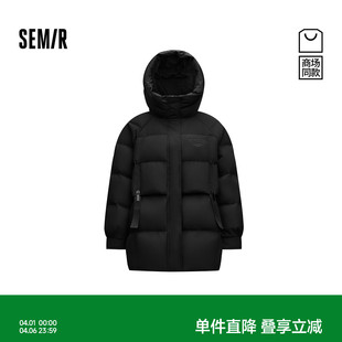 商场同款 中长款 90绒子2025新款 休闲潮流面包服 森马羽绒服女冬季