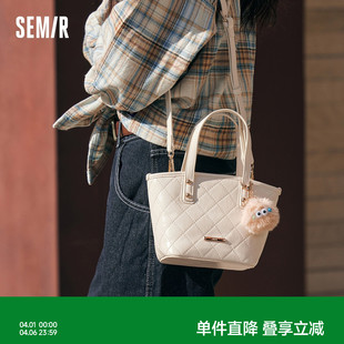 森马包包女士水桶包经典 医生包质感手提包 流行菱格斜挎包2025新款