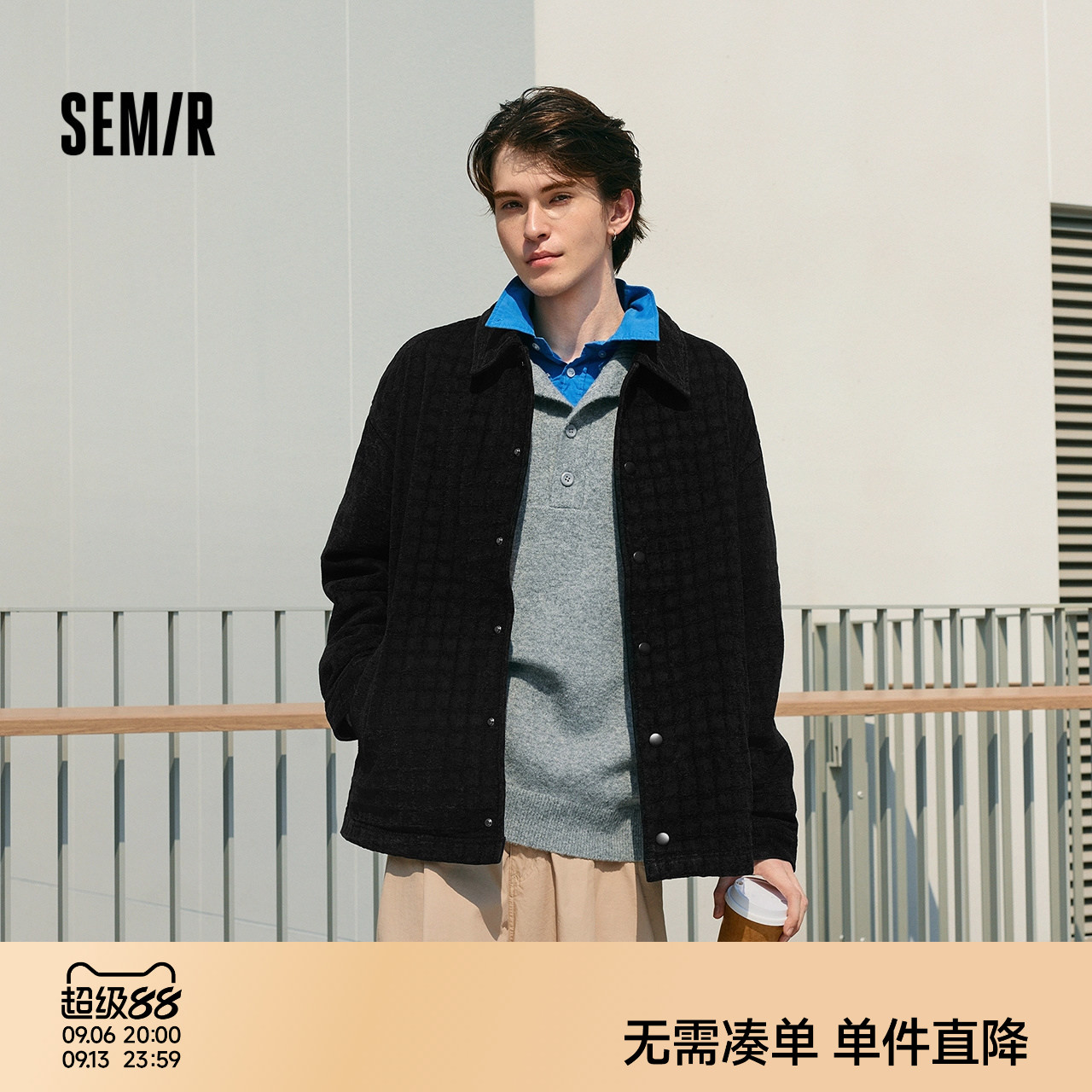 森马复古牛仔外套潮教练服夹克男图片