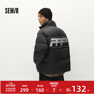 森马棉服男冬装 印花肌理感外套棉袄上衣 加厚保暖宽松立领棉衣时尚