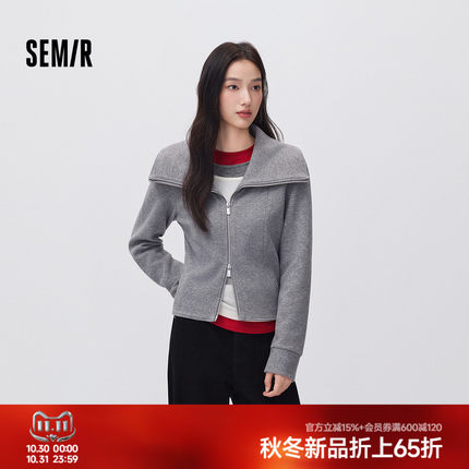 森马外套女冬季短款大翻领紧身分割2026新款时尚休闲风小个子夹克