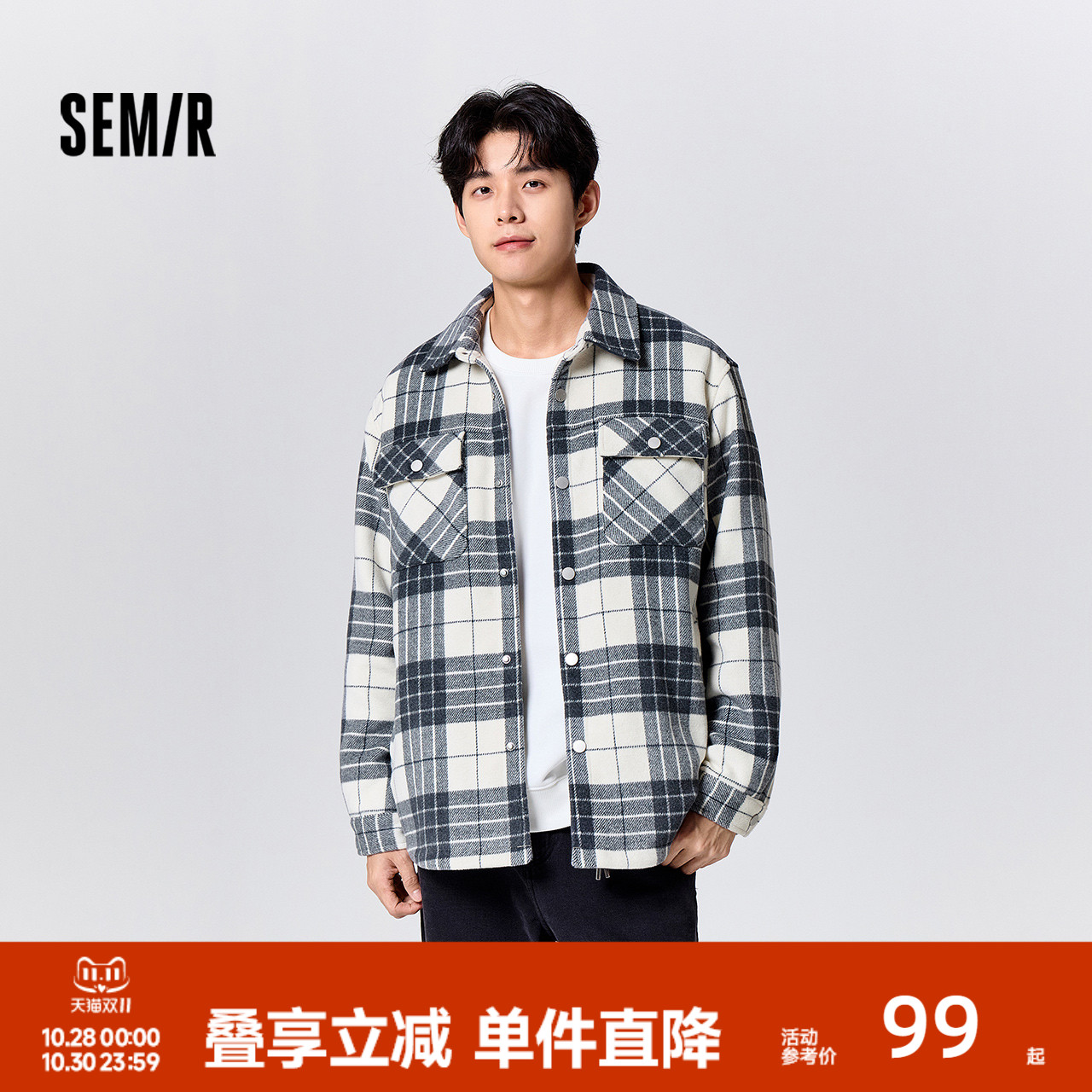 衬衫式翻领 毛呢外套 时尚复古