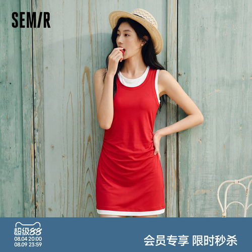 森马学院风polo领百褶连衣裙女