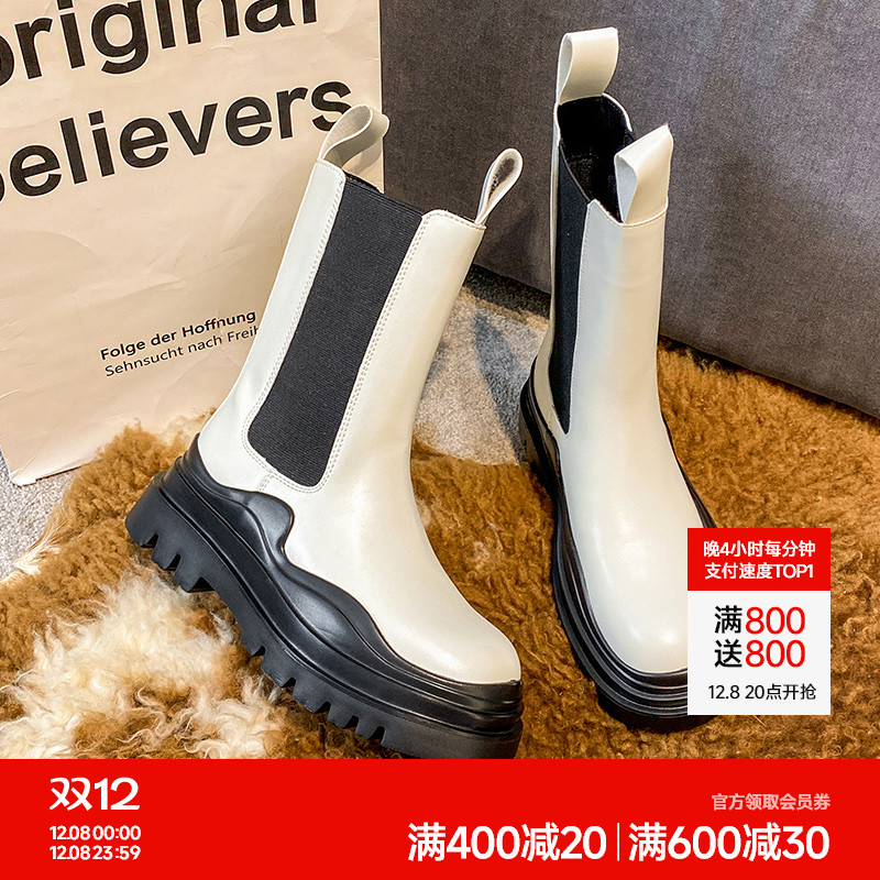 semir女鞋冬季高筒显瘦马丁靴