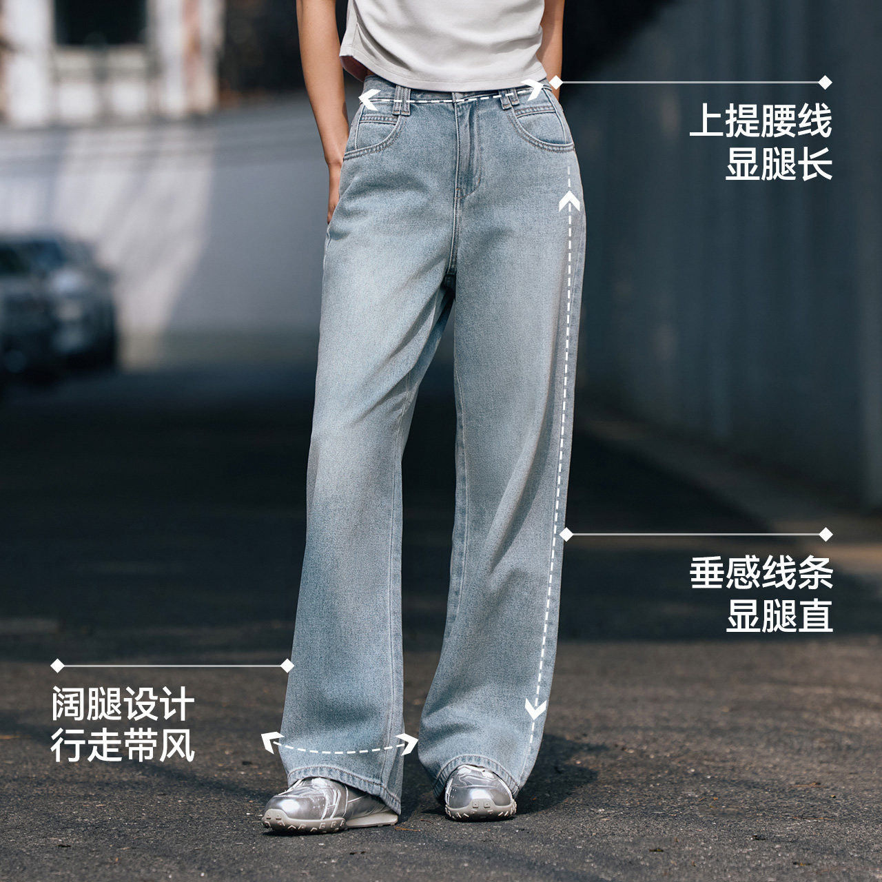 森马直筒中高腰阔腿牛仔裤宽松复古百搭裤子女潮,女装/女士精品,牛仔裤,淘宝优惠券,粉丝福利购,淘宝优惠卷