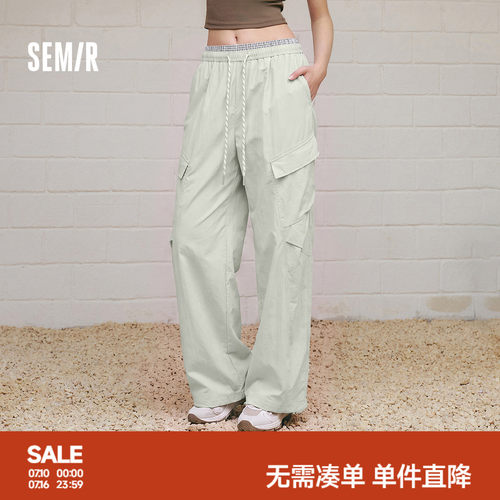 森马潮酷抽绳工装弯刀休闲裤女