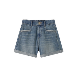 森马做旧凉感宽松翻边牛仔裤女