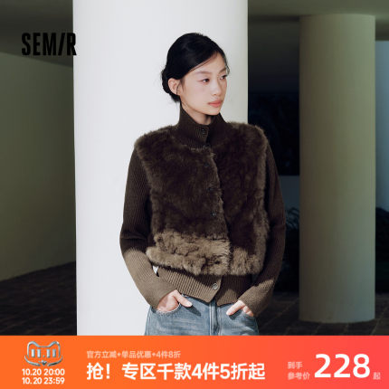 森马外套女冬毛绒拼接假两件翻领衣服2026新款温柔小个子百搭夹克