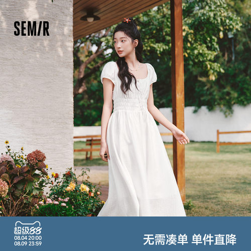 森马法式蝴蝶结肌理初恋连衣裙女