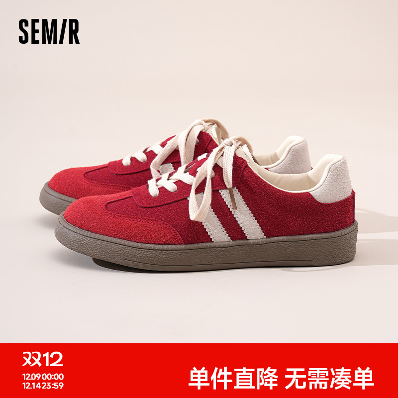 Semir女鞋新款红色百搭德训鞋