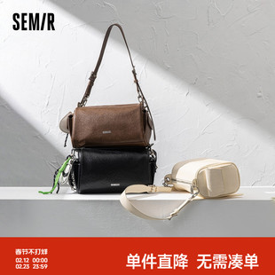 森马包包女单肩斜挎包复古手提腋下包2025新款圆筒枕头包大法棍潮