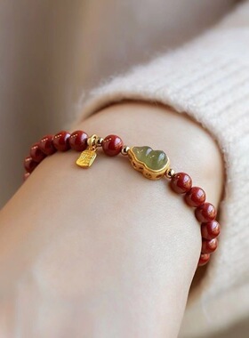 抖音爆款小众设玉葫芦新款手链仿朱砂手链送闺蜜女友