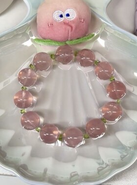 樱桃粉仿粉水晶手串清新甜美冰透手串夏季新款手链女高级感女生