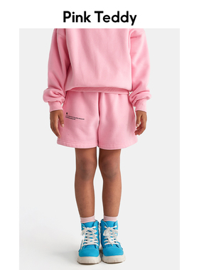 PinkTeddy童装儿童粉色五分短裤2023春秋季女童百搭裤子卫裤