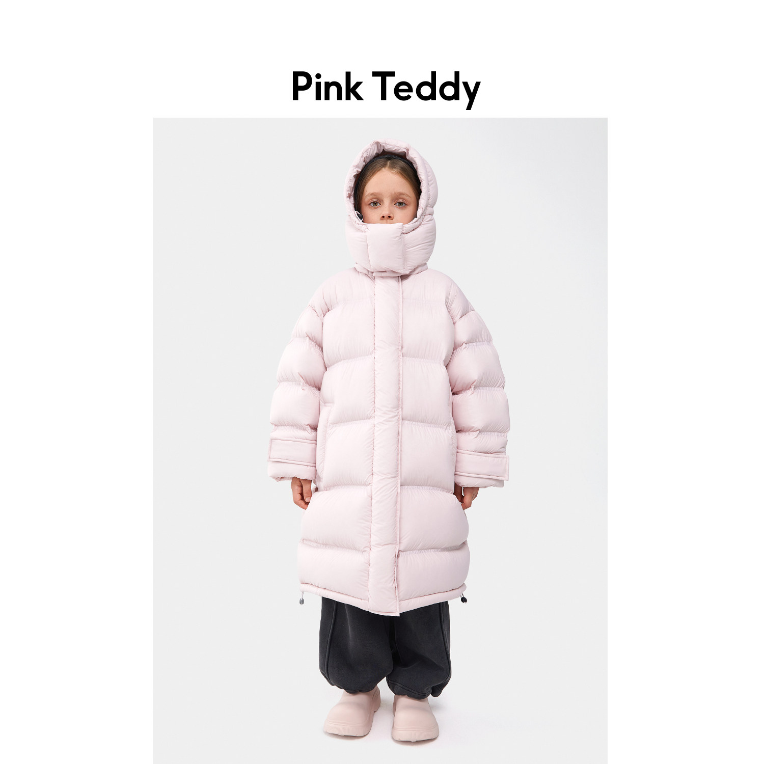 PinkTeddy童装儿童粉色泡芙柔软羽绒服新款冬季女童装长款外套