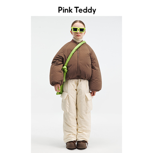 PinkTeddy童装儿童羽绒服飞行员夹克立领女童冬季新款保暖外套