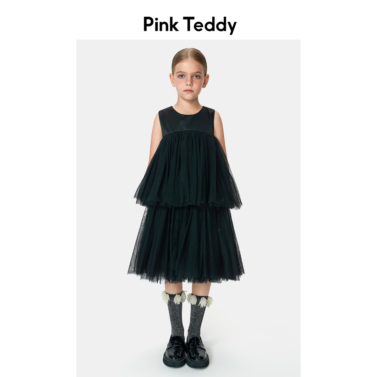 PinkTeddy女童网纱蛋糕公主裙