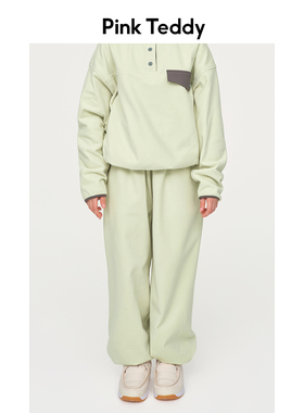 PinkTeddy童装儿童卫裤秋冬季新款休闲简约女童宽松加绒阔腿裤子