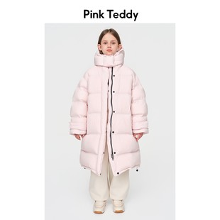 PinkTeddy童装儿童粉色泡芙柔软羽绒服新款冬季女童装长款外套
