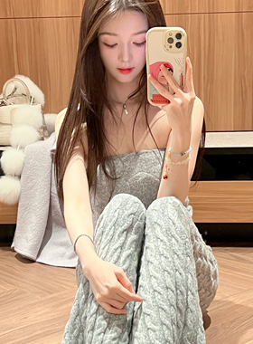 11.11Winema晓雪 4th reck1es* 灰色麻花纹 针织抹胸阔腿裤套装