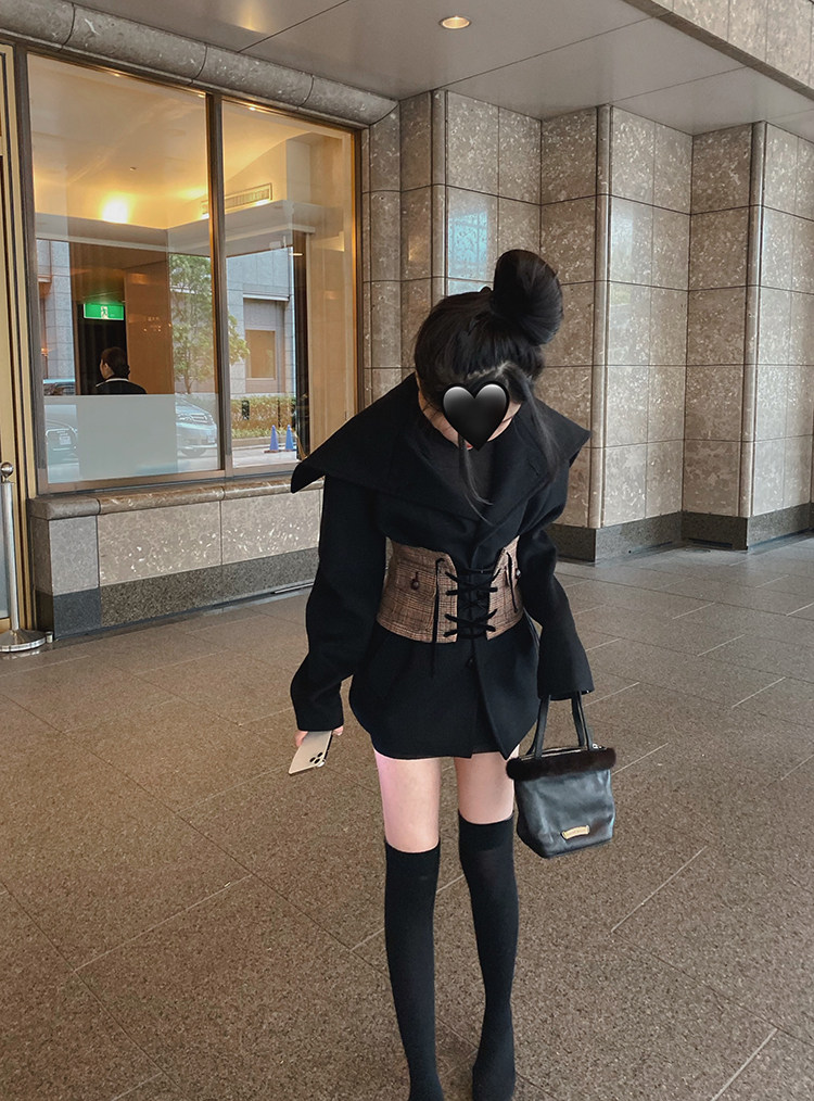 winema领子多种穿法气质宽松连帽大衣英伦风斗篷呢子外套女