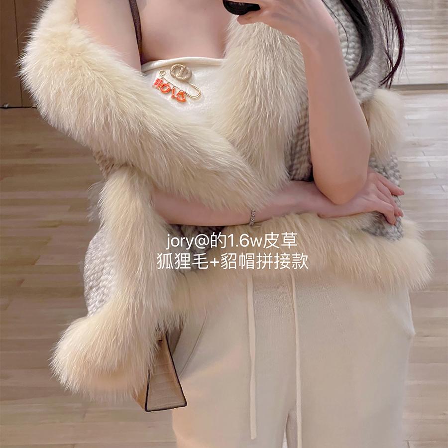 winemasnow皮草外套貂毛拼狐狸