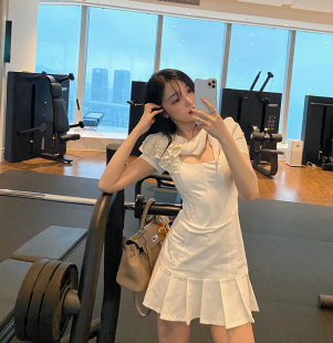 短袖 支撑3.5M塑形 裙子中腰百褶裙 后4 百褶连衣裙 前7鱼骨 夏季