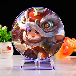 定制王者荣耀周边兰陵王幻夜行动刘备刘婵邦发光水晶立牌摆件礼物