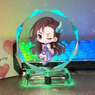 一念永恒周边白小纯发光水晶立牌铁蛋七彩小夜灯桌面摆件送朋友