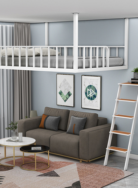 简约现代loft省空间铁艺吊床出租房高架床阁楼床公寓床宿舍上铺床