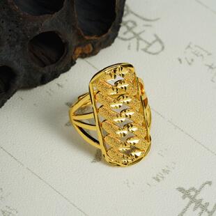 东南亚越南沙金戒指轻奢镂空满天星仿真铜合金女戒金色首饰品