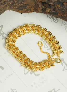 东南亚热销饰品宽版超霸气手表链国潮越南沙金手链高级感饰品