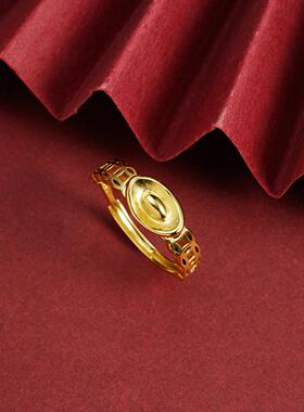 越南沙金小众元宝开口戒指